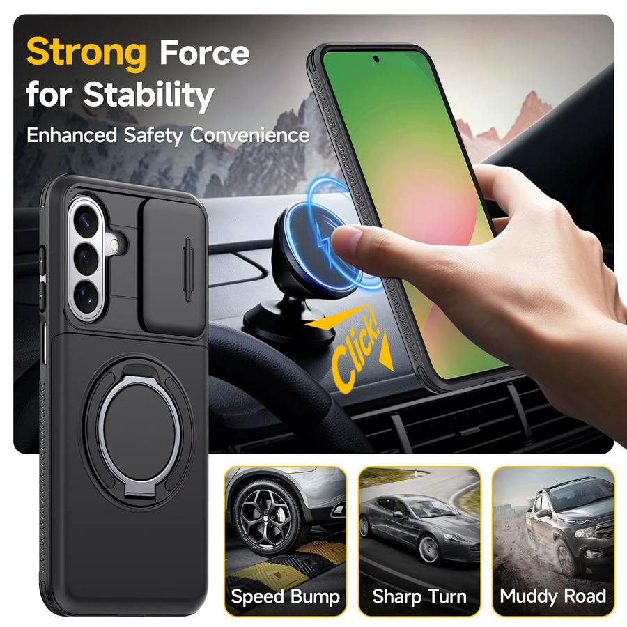 Magnetische Brieftaschenhülle für Samsung Galaxy S26 S25 Plus S24 Ultra A57 A37 A27 A17 A07 A56 A36 A16 A55 mit Schiebe-Kameraschutz in Lila - Bild 4