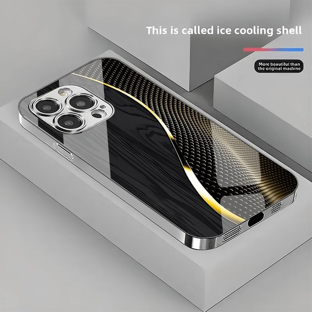 Luxus Handyhülle mit gebogenem Wellenmuster für Apple iPhone, Farbe: Schwarz - Bild 1