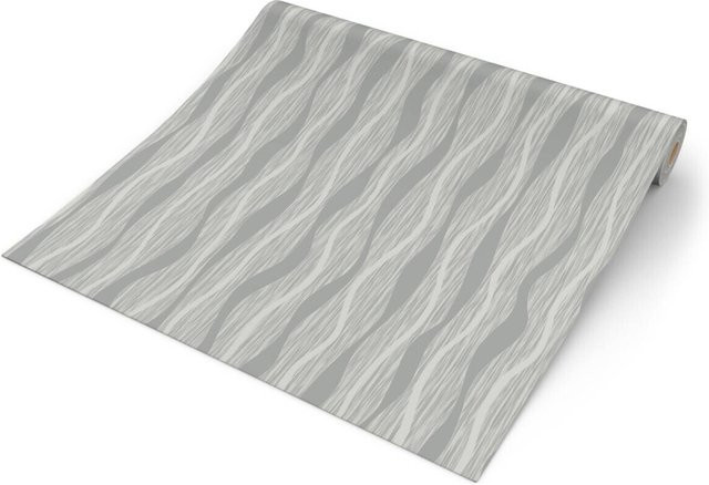 UGEPA Vinyltapete Wellen in Beige und Silber mit Glitzereffekt, abstraktes Design, Breite: 53 cm, Länge: 1005 cm - Bild 1
