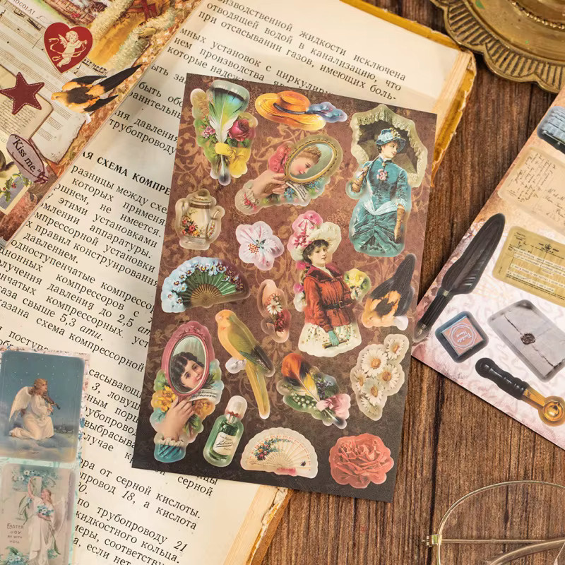 30-teiliges Aufkleberalbum im antiken Retro-Design für Bastelarbeiten und Kartenherstellung, Mehrfarbig - Bild 3