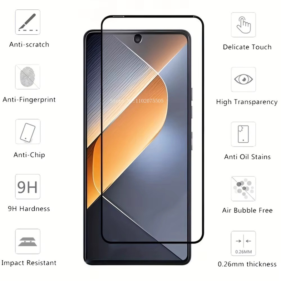 2 Stück Xiaomi Poco M8 Serie Displayschutz aus gehärtetem Glas, 3D gebogen, 9H kratzfest, transparent - Bild 2