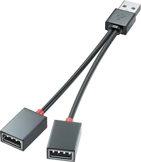 Mrgabwte USB Hub 1 in 2 Out USB Splitter Adapter Schwarz für Laptop, Tablet und Smartphone - Bild 1