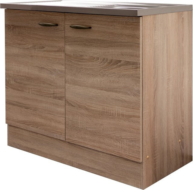 Flex-Well Classic Küchen-Spülenunterschrank Oslo in Sonoma Eiche, Breite: 100 cm, Höhe: 85 cm, Tiefe: 50 cm - Bild 1