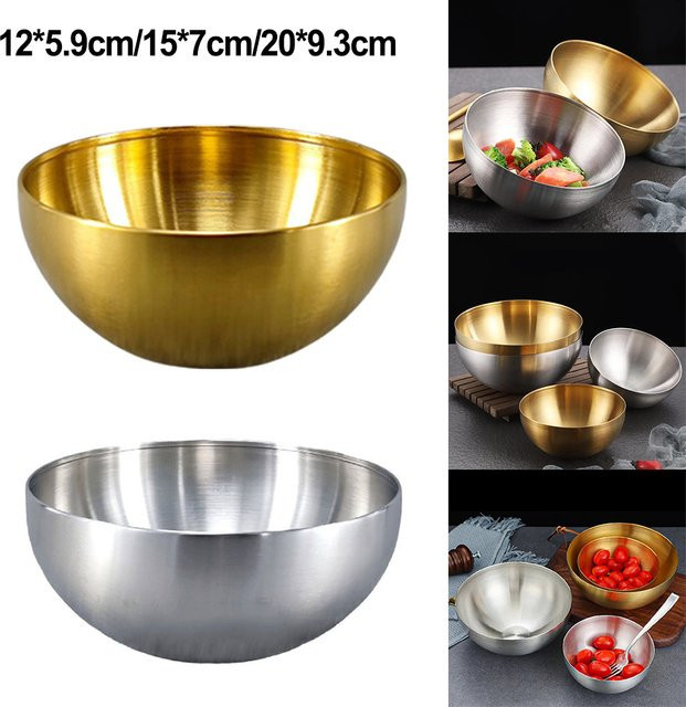 LEENKEA Salatschüssel aus Edelstahl in Gold und Silber für Obst, Salat, Suppe oder Nudeln - Bild 1