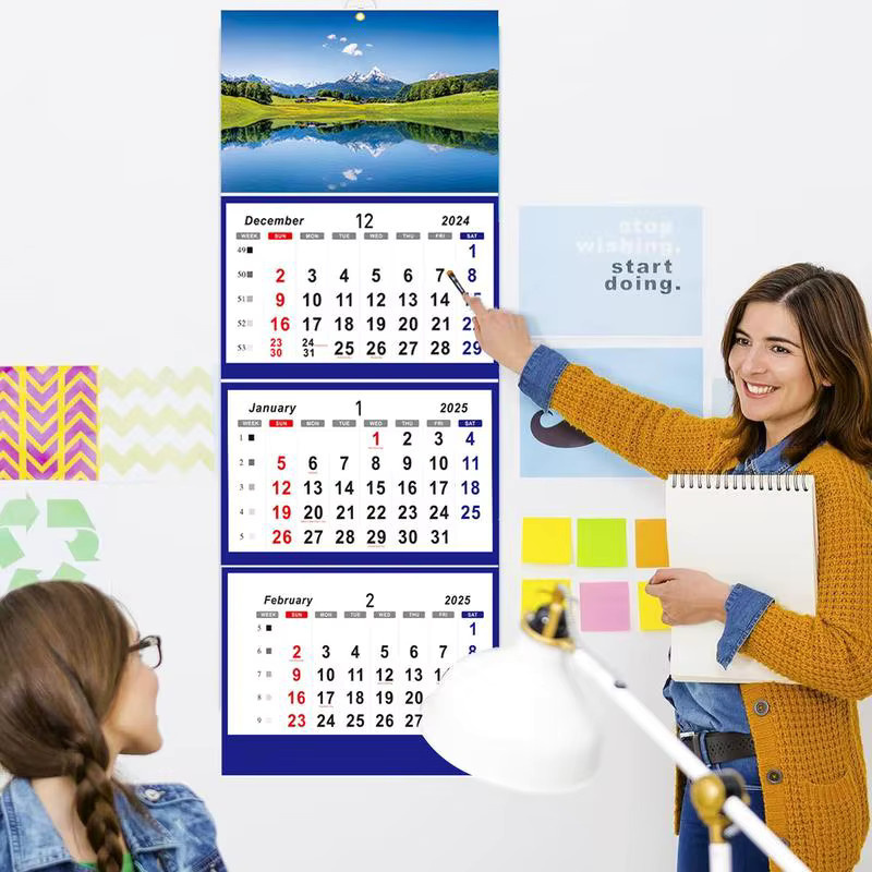 Kalender 2025 mit 3-Monats-Display für deine tägliche Planung und Organisation, vertikaler Wandkalender von Dezember 2024 bis Januar 2026, mehrfarbig - Bild 3