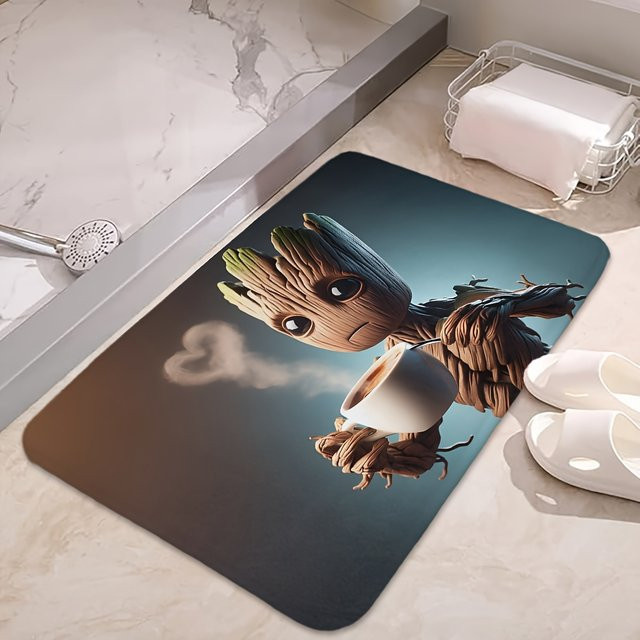 Beast Kingdom Marvel Groot Bodenteppich, rutschfeste und schnell trocknende Matte für Eingangsbereich, Badezimmer oder Küche, Mehrfarbig, B/T: 60 x 40 cm - Bild 1
