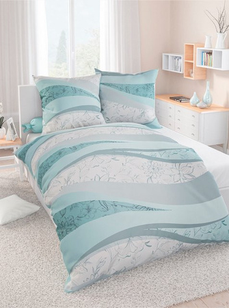 Biberna Bettwäsche Seersucker Feinbiber aus 100% Baumwolle, Farbe: Grün, B/H: 135 x 200 cm