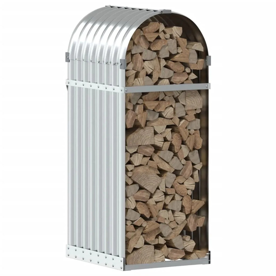 vidaXL Kaminholzunterstand aus verzinktem Stahl in Silber, B/T/H: 40 x 45 x 100 cm - Bild 2