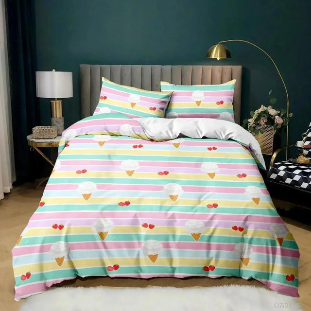 Bettwäsche Set Eiscreme von Lodestar für Kinder in Bunt, Mikrofaser Sommer-Bettbezug mit Kissenbezügen, Breite: 70 cm, Länge: 133 cm - Bild 1
