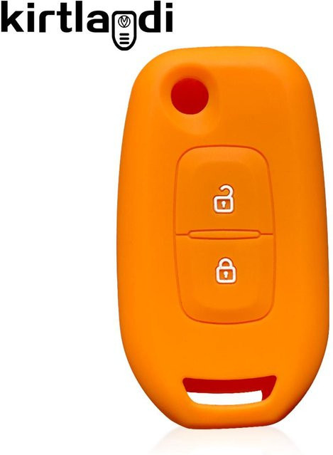 Silikon Schlüsselhülle für Renault Logan 2 Stepway Sandero Clio 5 Arkana Captur Kadjar Kwid in Orange - Bild 1