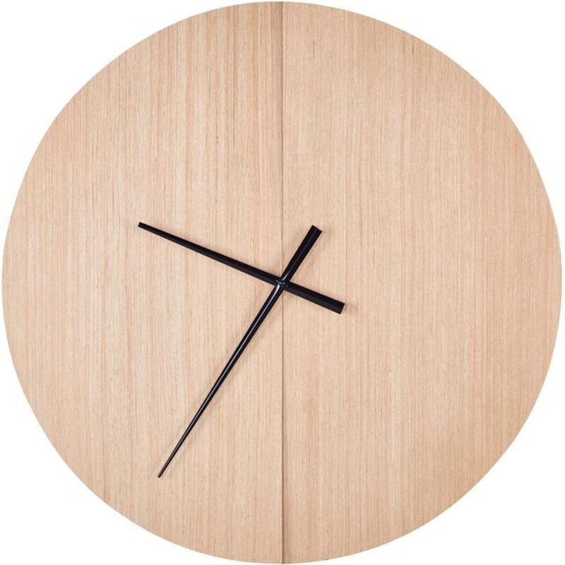 Moderne Wanduhr BELIANI aus MDF-Platte in Holzoptik und Schwarz, Rund, Durchmesser: 60 cm - Bild 1