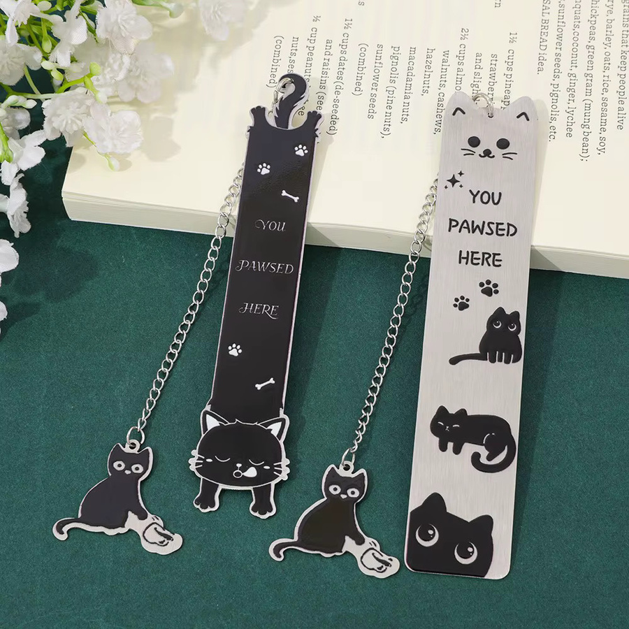 Personalisierbares Katzen-Lesezeichen aus Metall und Edelstahl in ästhetischem Design - Bild 5