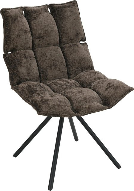 Mömax Drehstuhl Carla in Schwarz und Braun mit Mikrofaser-Bezug und Holz-Metall-Gestell, B/T/H: 52 x 57 x 86 cm - Bild 1