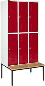 Schäfer Shop Select Kleiderspind mit Sitzbank, 3x2 Abteile, Zylinderschloss, Farbe: Rubinrot - Bild 1