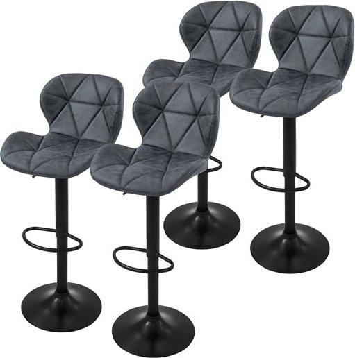 4er Set ML-Design Barhocker aus Kunstleder in Anthrazit mit Rückenlehne, Fußstütze und 360 Grad Drehsitz, höhenverstellbar - Bild 1