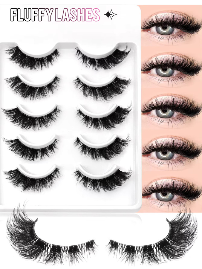 VELTRINAY Kunstwimpern Anime-Katzenaugen, Black, 5 Paar, Unisex - Bild 3