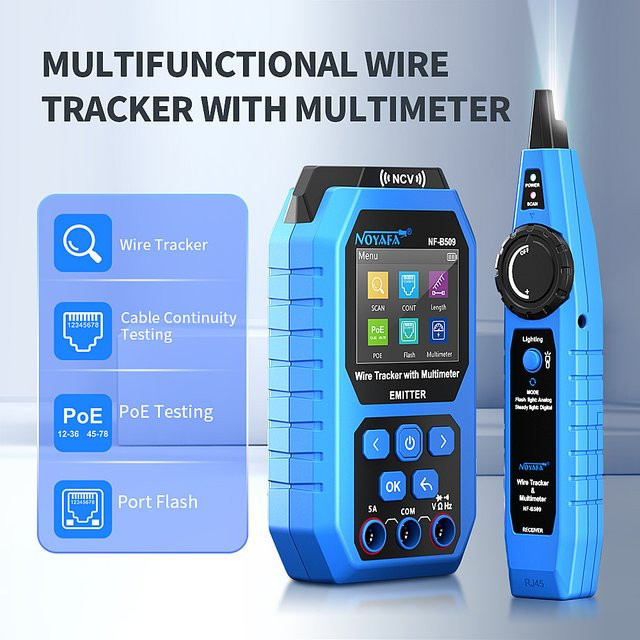 NOYAFA NF-B509 Multimeter und Ethernet-Kabeltester mit POE-Funktion und NCV in Blau - Bild 1