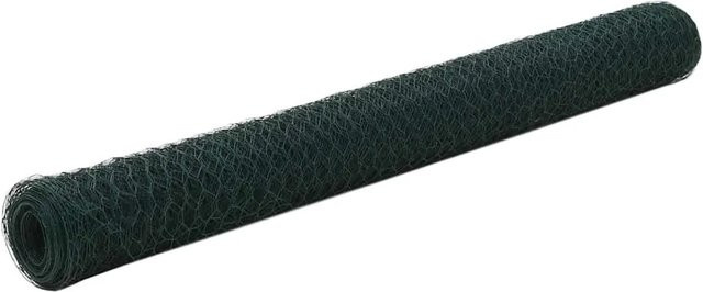 vidaXL Drahtzaun aus Stahl mit PVC-Beschichtung in Grün, B: 25 m, H: 1,2 m - Bild 1