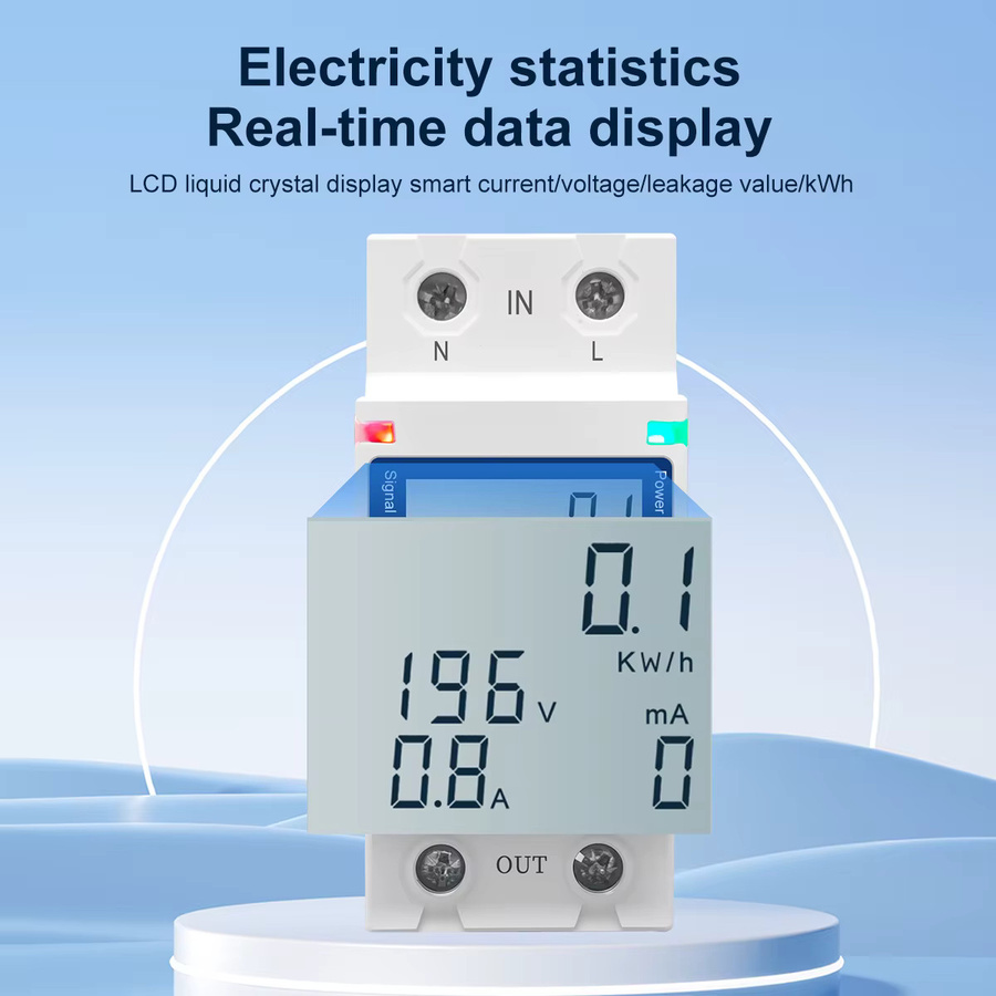 TOMZN Smartlife TUYA WLAN Leistungsschalter mit Energiezähler, Spannungs-, Strom- und Leckageschutz, 63A, Weiß - Bild 2