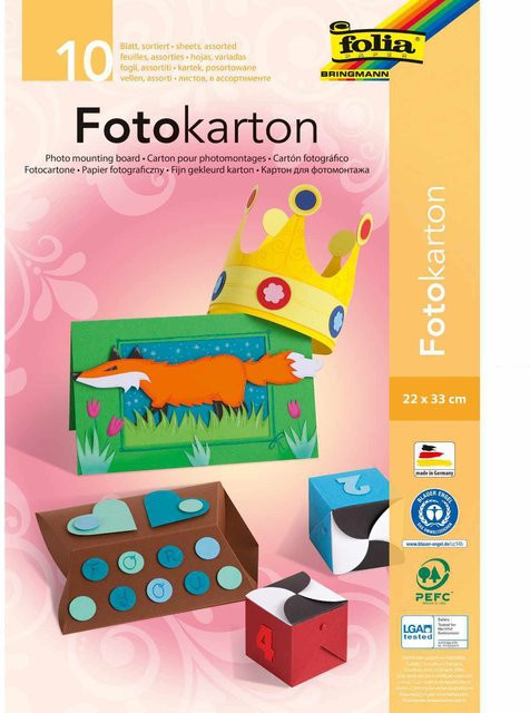 folia Fotokarton Mehrfarbig 10 Blatt B: 22 cm, H: 33 cm, 300 g/m² - Bild 1