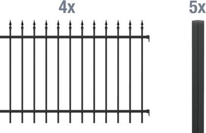 GAH ALBERTS Zaun Chaussee aus Aluminium in Mattschwarz, Länge: 800 cm - Bild 1