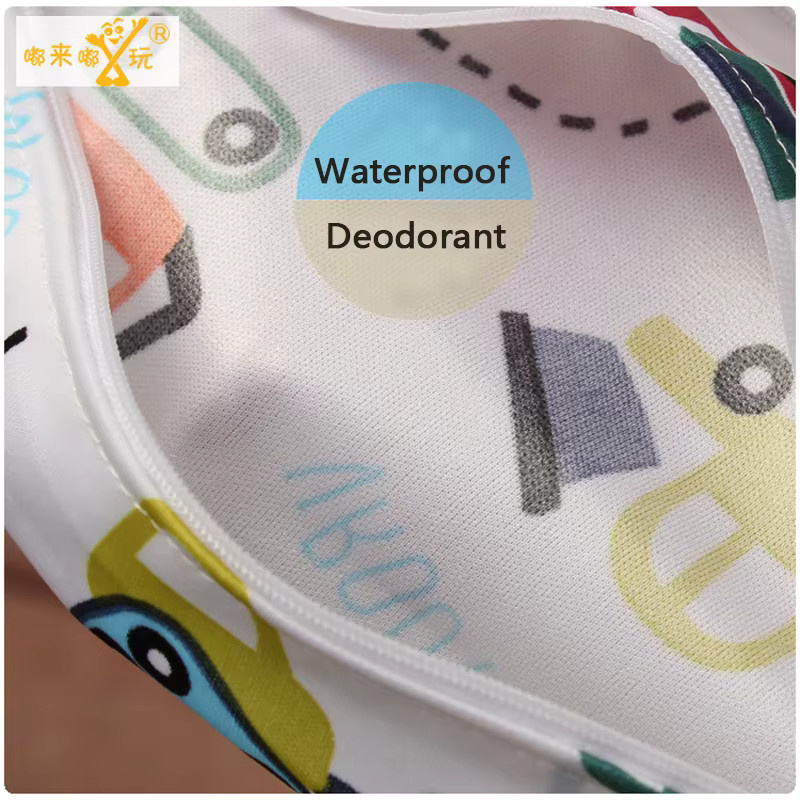 Wasserdichte Baby Windeltasche aus Textil, wiederverwendbare und waschbare Nass Tasche in Multicolour, B: 38 cm, H: 28 cm - Bild 2