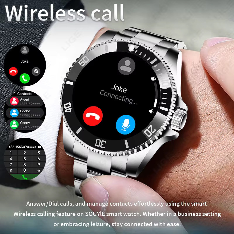 LIGE Smartwatch, Edelstahl, Schwarz, Herren - Bild 2