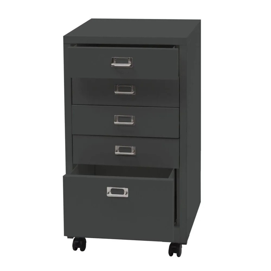 Rollcontainer MCW-L49 Schubladenschrank aus Metall mit 5 Schubladen, Dunkelgrau, H: 75 cm, B: 40 cm, T: 41 cm - Bild 2