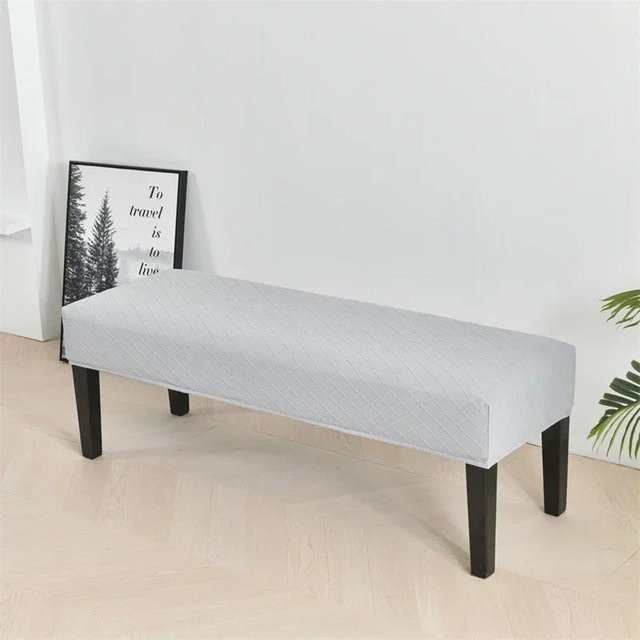 Schmutzabweisender Jacquard-Stretch-Bankbezug aus Polyester und Elastan in Grau für Esszimmer und Hocker - Bild 1