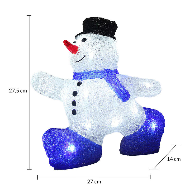 Deuba LED Schneemann Figur aus Kunststoff für Weihnachten in Weiß, Rot, Schwarz und Blau - Bild 2