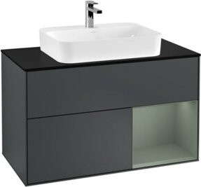 V&B Waschtischunterschrank Finion 100 mit Wandbeleuchtung, Farbe Mattbraun, B/T/H: 100 x 50,1 x 50,1 cm - Bild 1