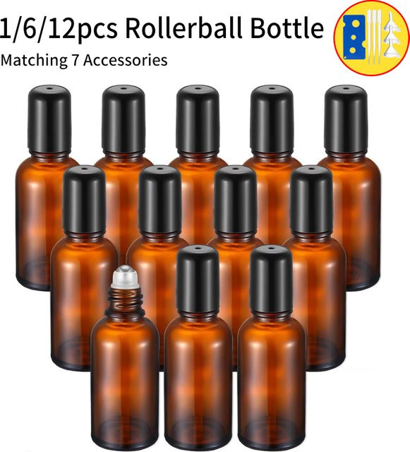MUB Rollerflasche aus Glas, bernsteinfarben, nachfüllbar - Bild 1