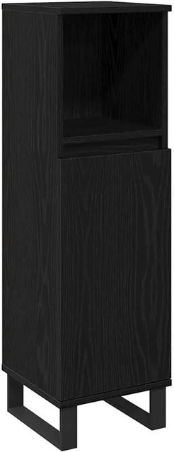 vidaXL Badezimmerschrank in Schwarz und Eichen-Optik mit Tür und Regalfächern, B/T/H: 30 x 30 x 100 cm - Bild 1