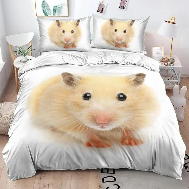Lodestar Bettwäscheset mit 3D Hamster Motiv für Kinder, Bettbezug und Kissenbezug aus Mikrofaser, Weiß, B/H: 180 x 210 cm - Bild 1