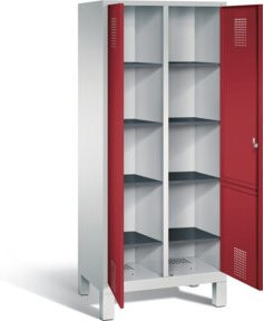C+P Wäsche-Spind Evolo mit Front in Rubinrot und Korpus in Lichtgrau, H: 185 cm, B: 81 cm, T: 50 cm - Bild 1