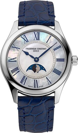 Frederique Constant Armbanduhr, Automatik, Edelstahl, Leder, Weiß, Damen - Bild 1