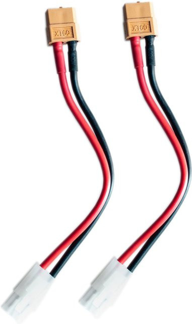 2er-Set Tamiya Stecker auf XT60 Buchse Adapter Ladekabel mit 14AWG Blei Draht in Rot, 15 cm und 30 cm für ISDT Stil Ladegeräte - Bild 1