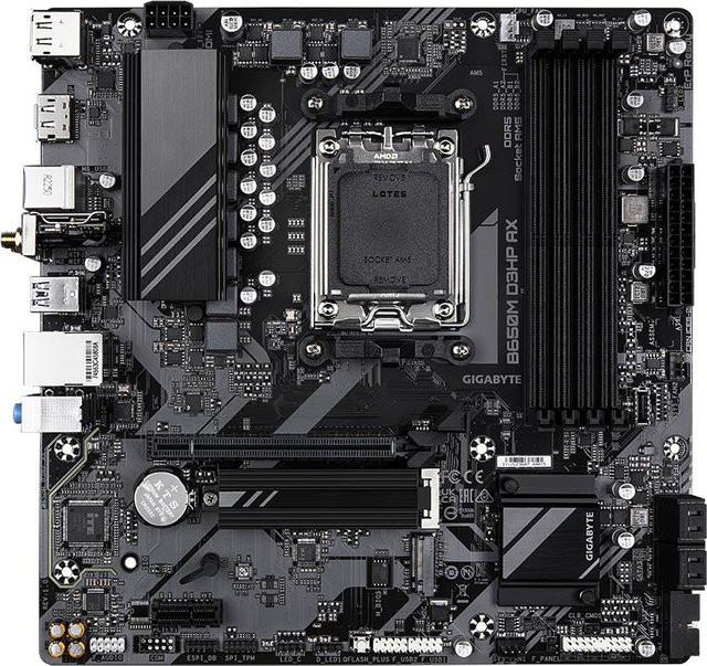 Gigabyte B650M D3HP AX Mainboard mit AMD B650 Chipsatz, Micro ATX, Socket AM5, DDR5, Wi-Fi 6E, Bluetooth und 2,5 Gigabit LAN in Schwarz - Bild 2