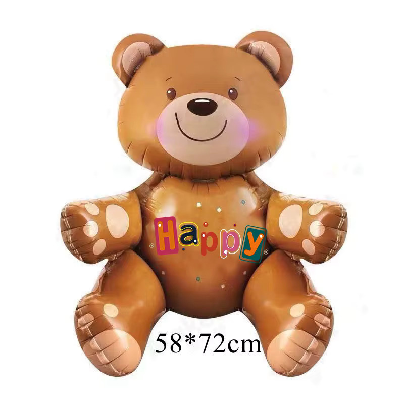 Tissy 12er Set Vintage Folienballons mit Braunbär-Motiv und Zahlen für Kindergeburtstage in Braun - Bild 2