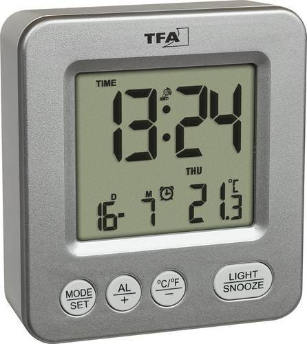 TFA Dostmann Funk Wecker, Silber, Unisex - Bild 1