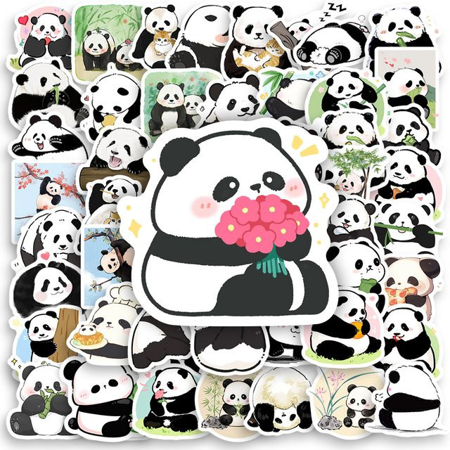 Wasserfeste Panda-Aufkleber in Multicolour für Kinder zum Dekorieren von Scrapbook, Tagebuch, Laptop und Gepäck - Bild 1