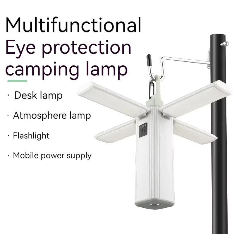 ESMARTER Multifunktions-Taschenlampe in Weiß, wiederaufladbare zusammenklappbare Handlampe mit COB-Licht und Haken für Camping und Zelt - Bild 4