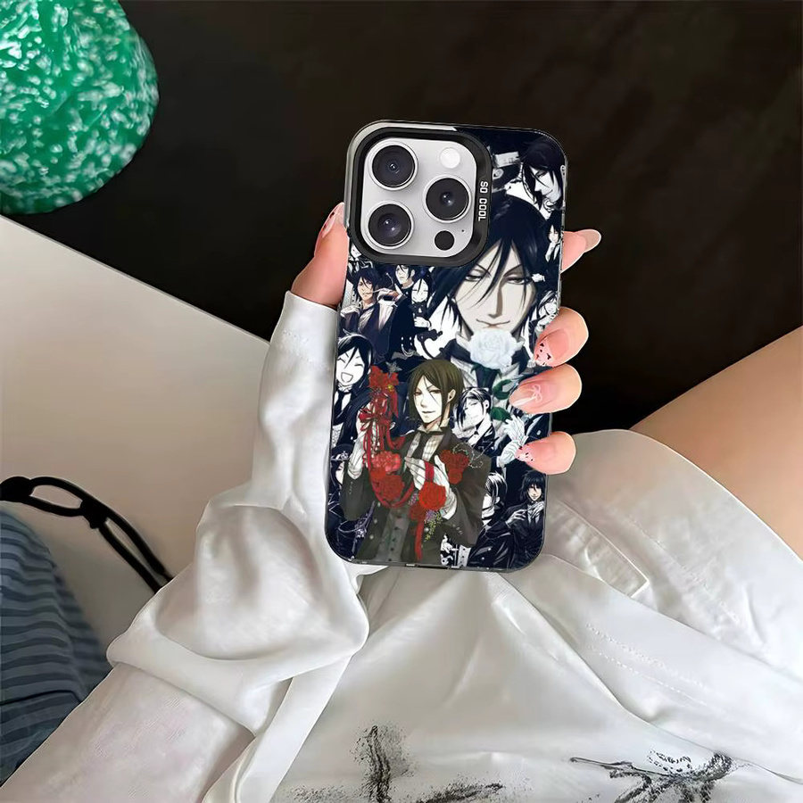 Mesuca Handyhülle Black Butler Sebastian Michaelis für iPhone 11 bis 17 Pro Max Plus, Stoßfest, Silber und Mehrfarbig - Bild 5