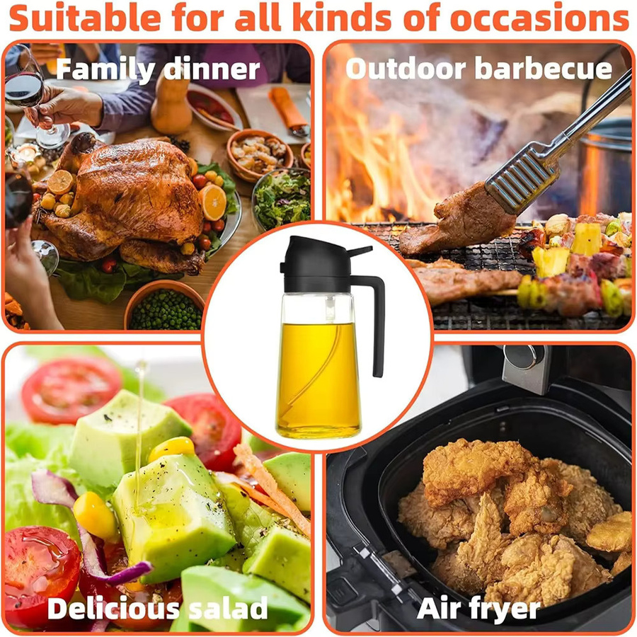 Kitchya Ölsprühflasche für Küche und BBQ, transparenter Essig- und Öl-Spender, 470 ml - Bild 4