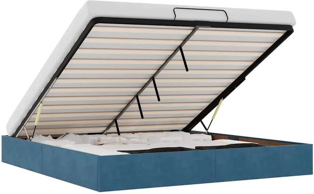 vidaXL Ottoman-Bett aus Samt in Dunkelblau ohne Matratze B/T/H: 200 x 200 x 23,5 cm - Bild 1