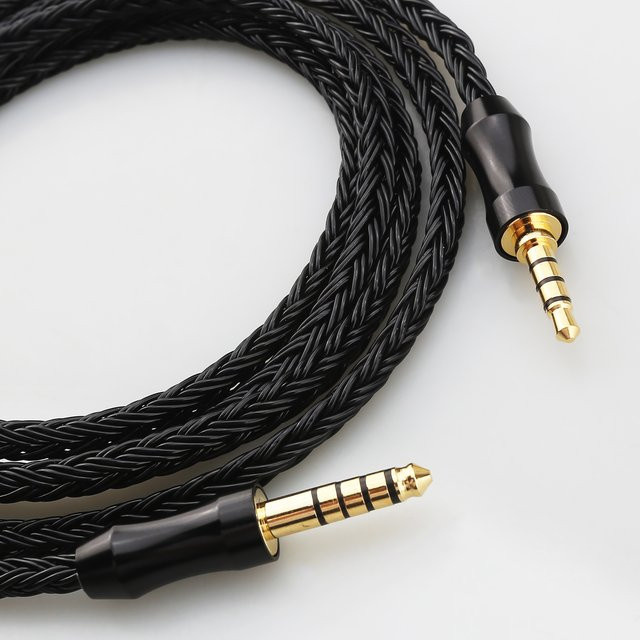 Audiocrast 16-adriges 6N OCC versilbertes Kopfhörer-Ersatzkabel, symmetrisches TRRS-Upgrade-Kabel von 4,4 mm auf 3,5 mm Jack, Schwarz/Silber, für HIFIMAN Beats DEVA pro HE-R9 - Bild 1