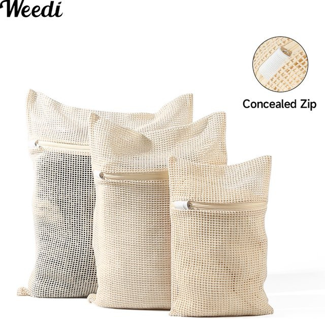 Weedi 3-teiliges Set Feinmaschige Wäschenetze in Beige als langlebige Wäschebeutel und Organizer für BHs und Kleidung - Bild 1