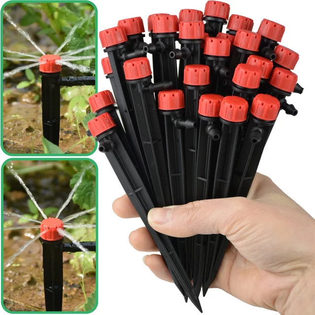 Kesla Garten Tropfbewässerung Set mit 50 einstellbaren 360 Grad Mikro-Sprays für 1/4 Zoll und 4/7 mm Schläuche - Bild 1