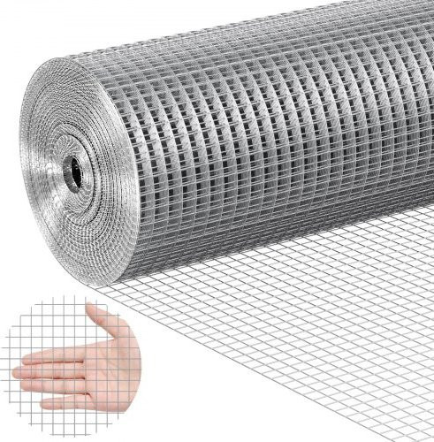 VEVOR Drahtgeflecht Maschendrahtrolle aus feuerverzinktem Stahl, Farbe: Silber, B/H: 122,0 x 30,48 m - Bild 1