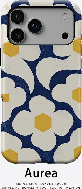 Aurea Case Matte Bumper MagSafe Schutzhülle für iPhone mit marineblauem Gänseblümchenmuster - Bild 1